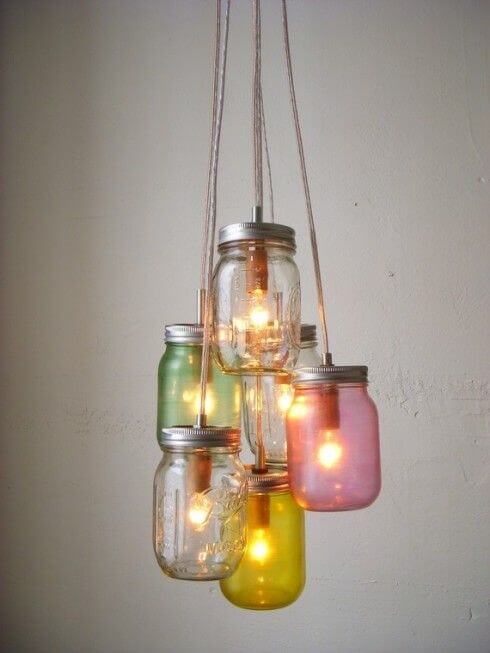24 inspirational DIY ideas for lamps and chandeliers from old household items - 163