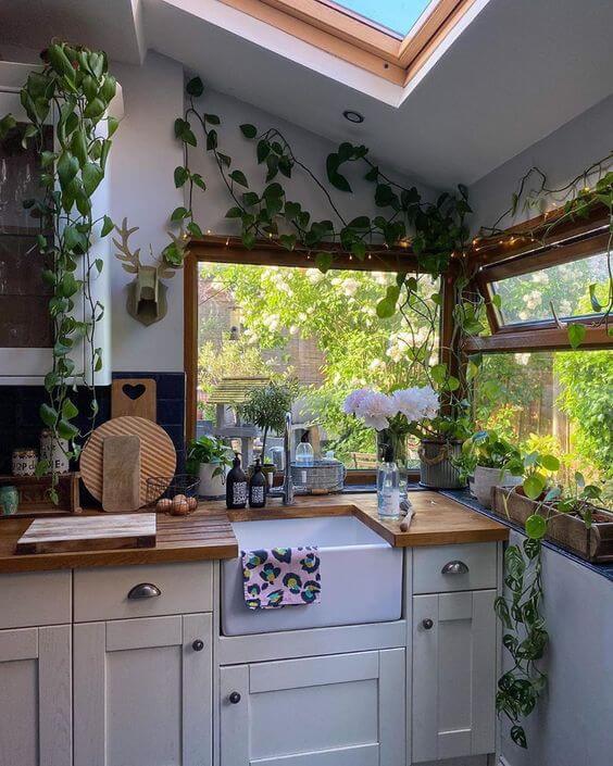 21 ideas for decorating kitchen space with plants - 133
