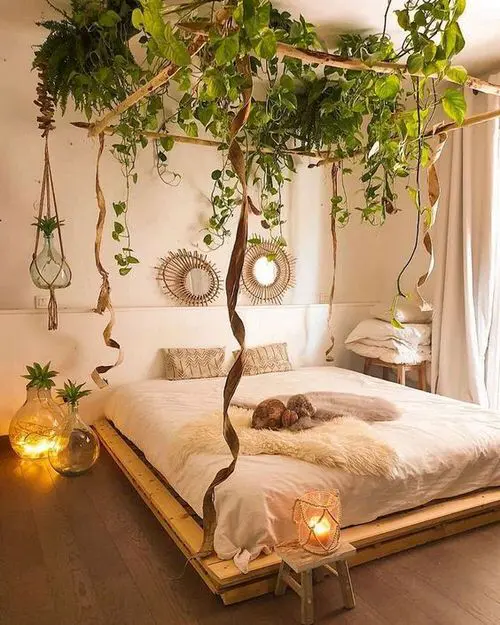 30 inspirations for charming bedroom decoration ideas with plant motifs - 66