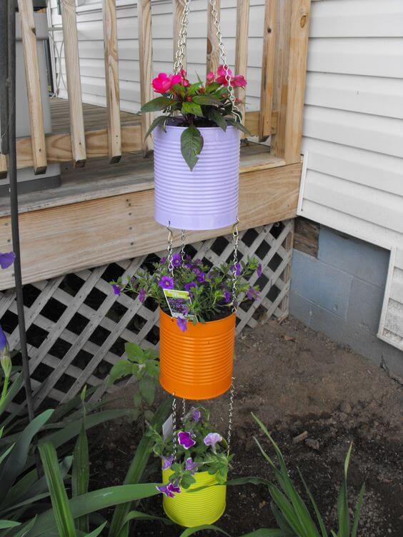 DIY hanging tin can ideas for yard and home - 99