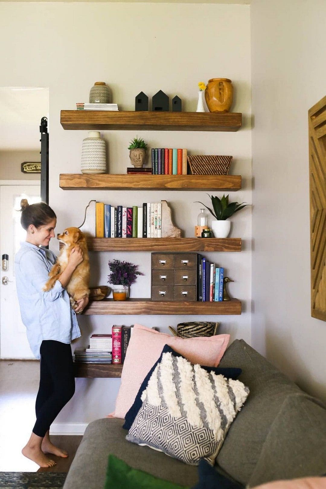 25 incredibly beautiful floating shelves for the living room - 83