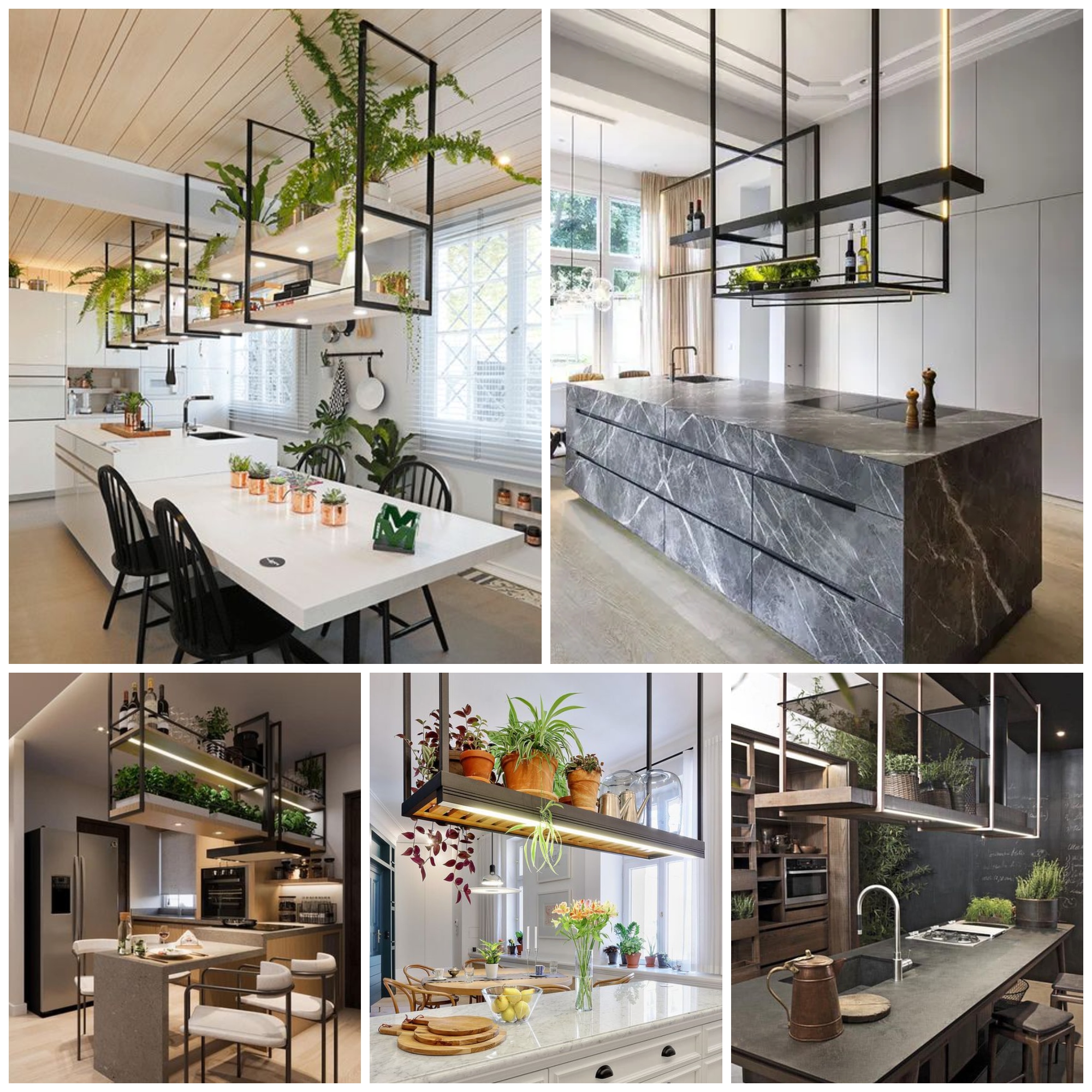 Smart And Cool Suspended Kitchen Shelves Ideas